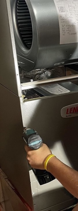 Indoor HVAC air handler open for service
