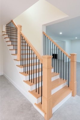 Finished stair railing from the Quick Response Plumbing Yelp portfolio